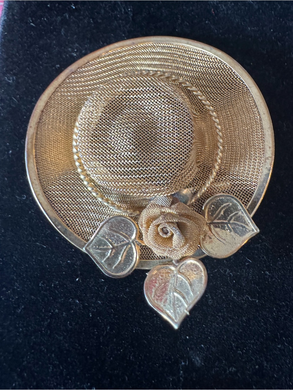Gold Floral Straw mesh Hat Brooch - Elegant Women Jewelry